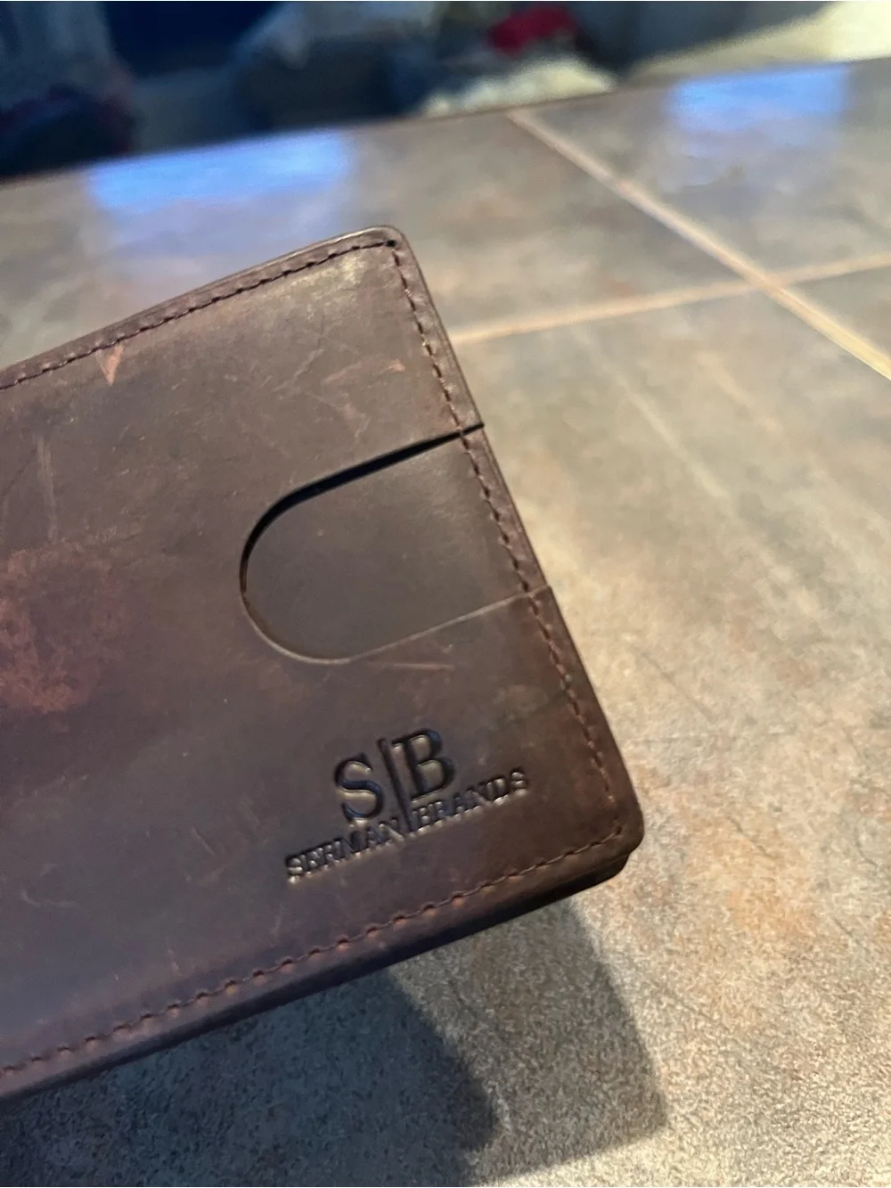 Serman Brands Leather Men's Bifold Card Wallet in Dark Brown- NWT with markings